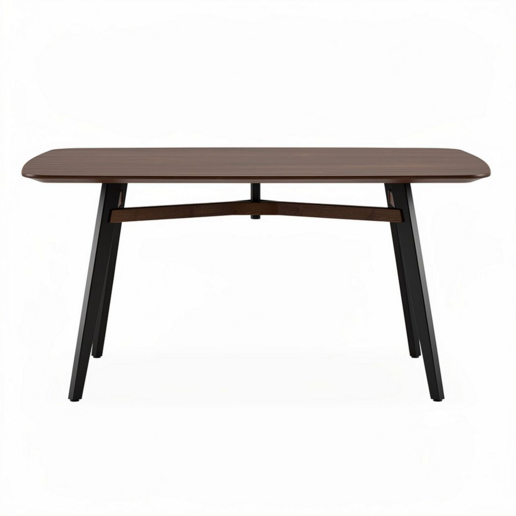 Solid wood dining table with black metal legs 120 x 60 x 75cm