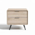 Wooden nightstand with two drawers and metal legs 50 x 45 x 40cm