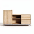 Wooden sideboard with open shelves and drawers for storage 120 x 40 x 75cm