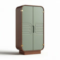 Wooden storage cabinet with green doors and retro design 90 x 50 x 160cm