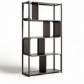 Metal and wood bookshelf with open shelves and modern design 180 x 80 x 30cm