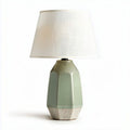 Ceramic table lamp with white fabric shade 20 x 20 x 35cm green and beige