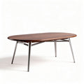 Oval dining table with wooden top and stainless steel legs 200 x 100 x 75cm
