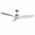 Ceiling fan with three blades in white finish and brushed nickel accents