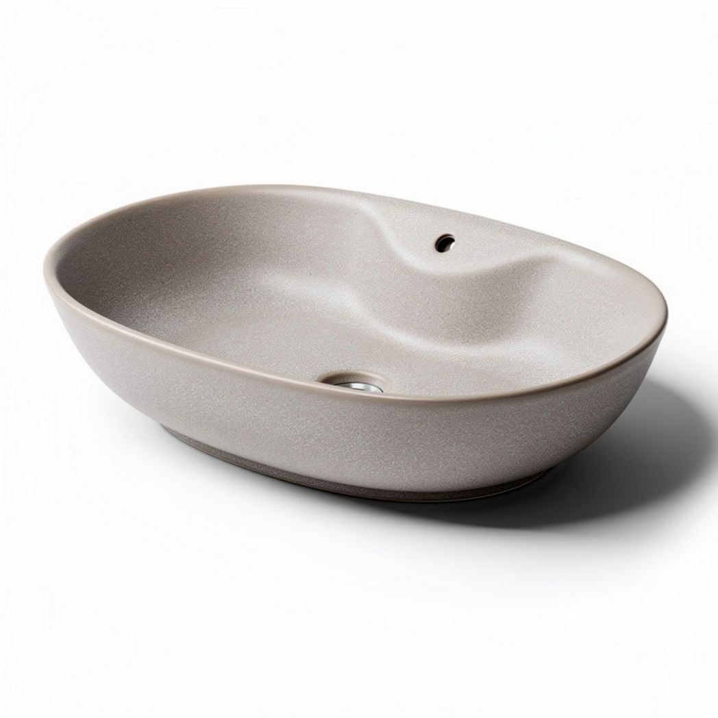 Ceramic oval sink with faucet hole for bathroom use 30 x 20 x 8cm