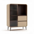 Modern wooden cabinet with glass doors and two drawers 80 x 45 x 120cm